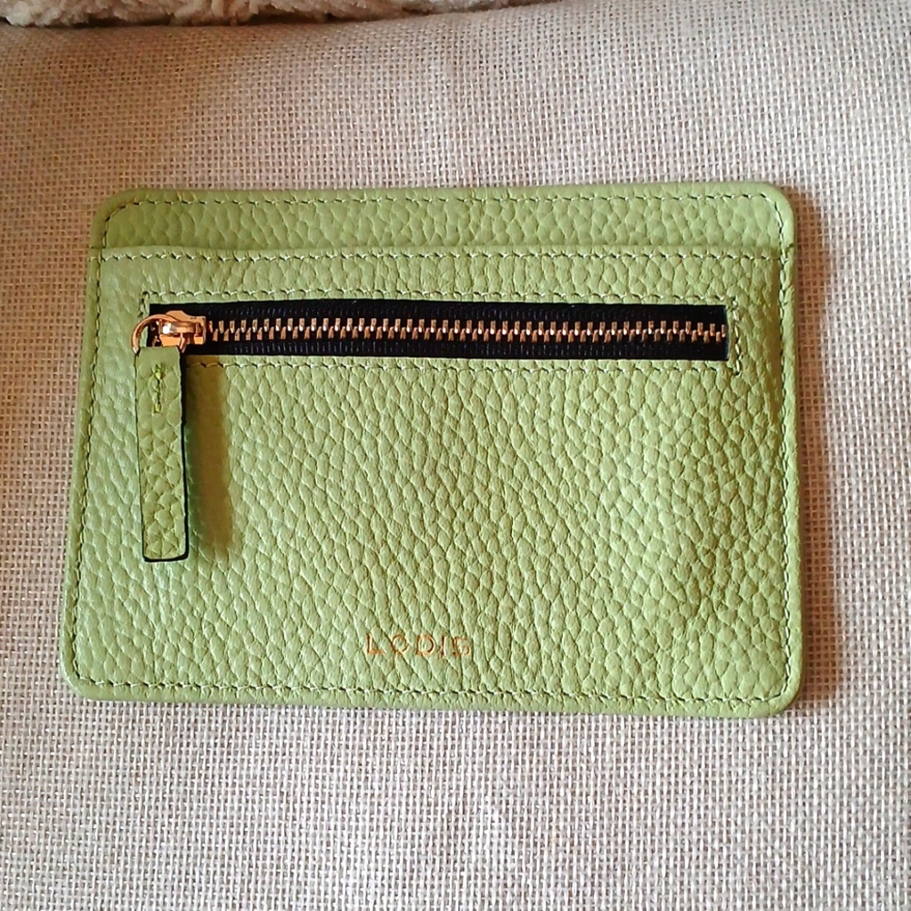 Lodis Green Leather Card Holder.New No Tag.